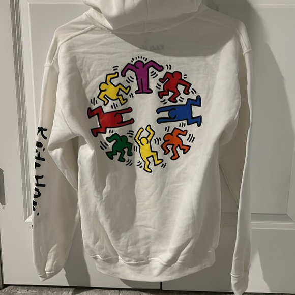 KEITH HARING Unity Circle 2 Graphic Hoodie Sweatshirt White Size Small - Picture 3 of 6